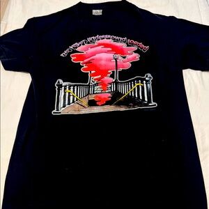 Black Graphic T-Shirt with Red and Yellow Design